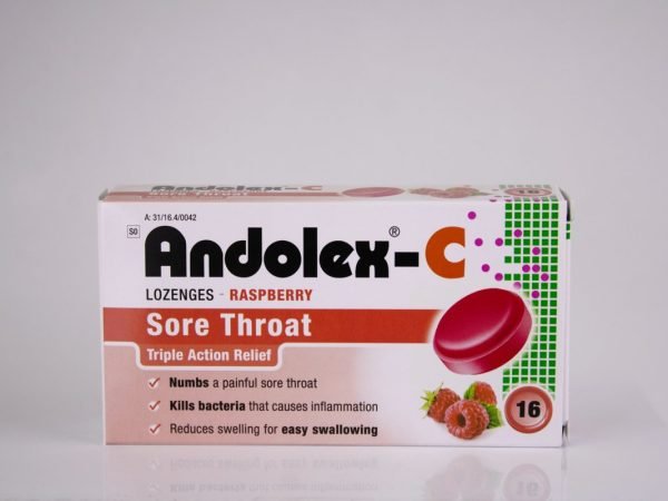 Andolex-C - Raspberry 16 lozenges, product pack