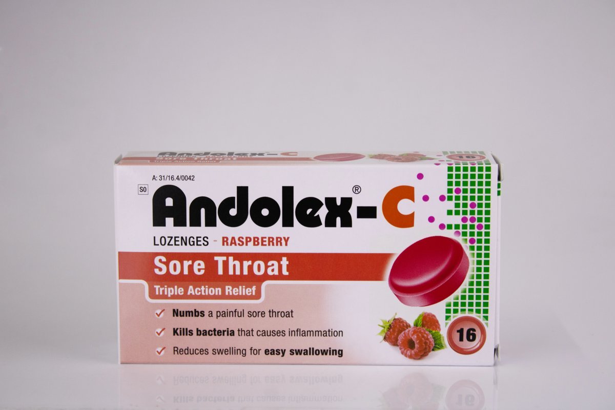 Andolex-C - Raspberry 16 lozenges, product pack