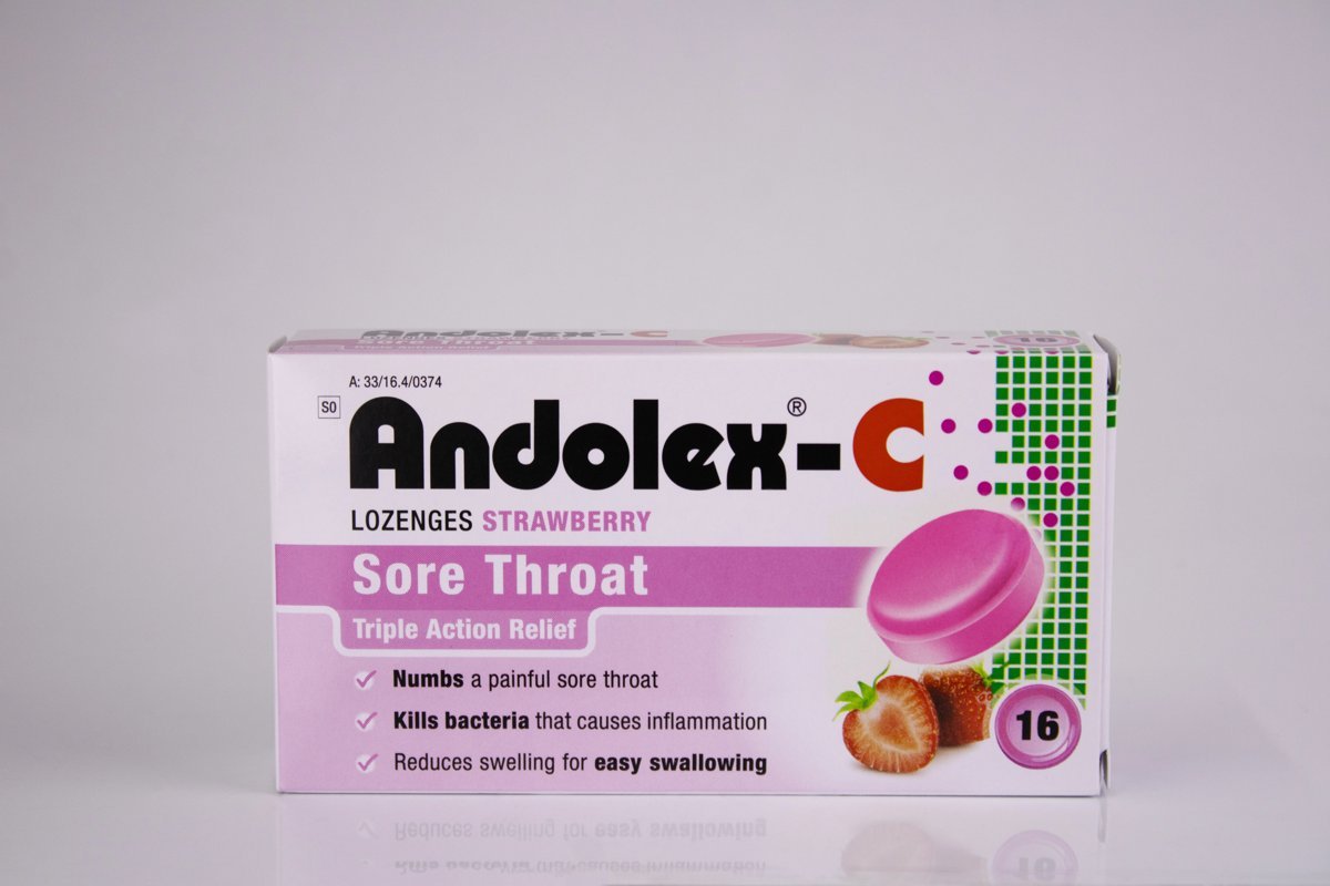 Andolex-C - Strawberry 16 lozenges, product pack