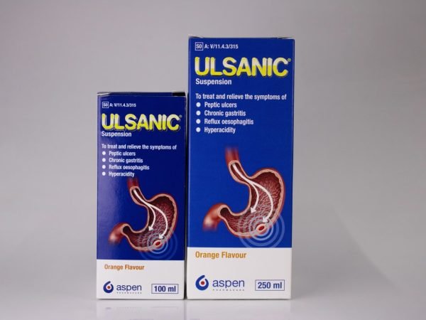 Aspen Pharmacare - Ulcanic Suspension Orange Flavour 250ml, product pack