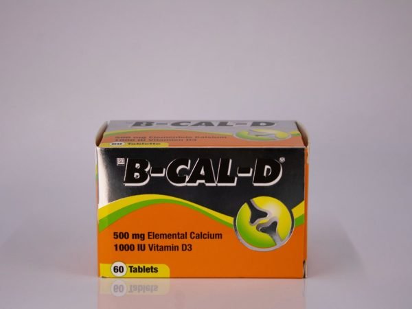 B-Cal-D - Elemental Calcium 500mg Vitamin D3 1000UI 60 tablets, product pack