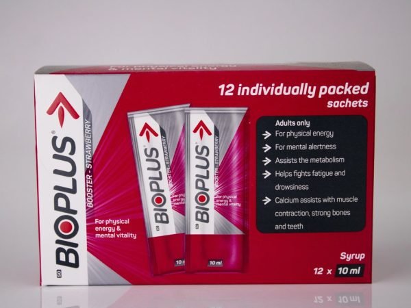 BIOPLUS - Booster Strawberry Syrup 12 x 10ml sachetes, product pack