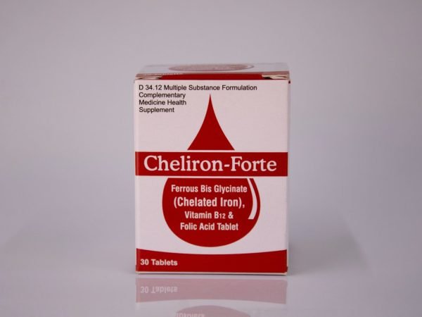 Cheliron-Forte - Ferrous Bis Glycinate, Vitamin B12 & Folic Acid 30 tablets, product pack