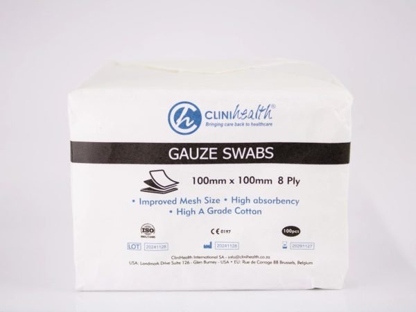 CLINIhealth - Gauze Swabs 100mm x 100mm 8 Ply 100pcs, product pack