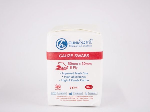 CLINIhealth - Gauze Swabs 50mm x 50mm 8 Ply 100pcs, product pack