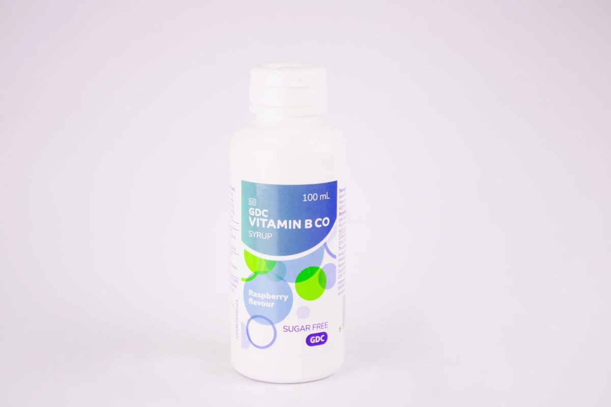 GDC - Vitamin B Co Syrup Raspberry Flavour Sugar Free 100ml, product pack