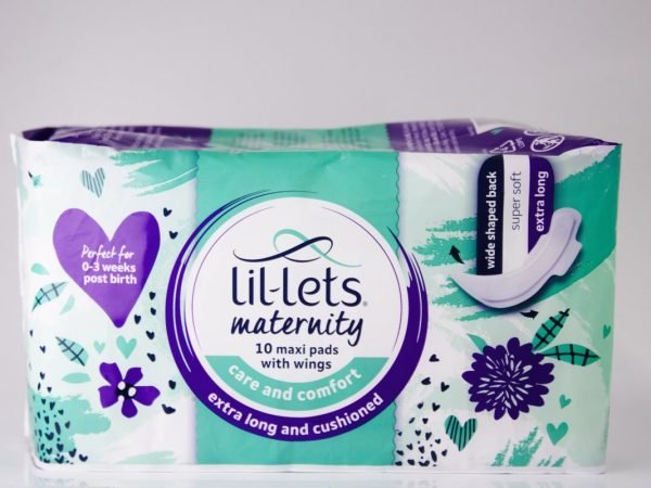 Lil-lets maternity - 0-3 weeks Post Birth 10 Maxi Pads with Wings, product pack