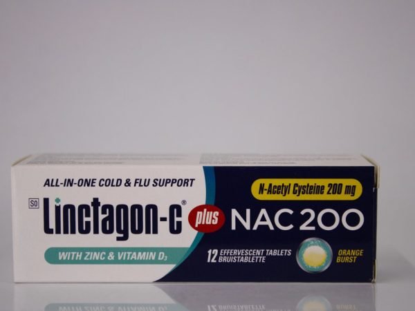 Linctagon-C Plus NAC 200 - Cold & Flu N-Acetyl Cysterine 200mg 12 tablets, product pack