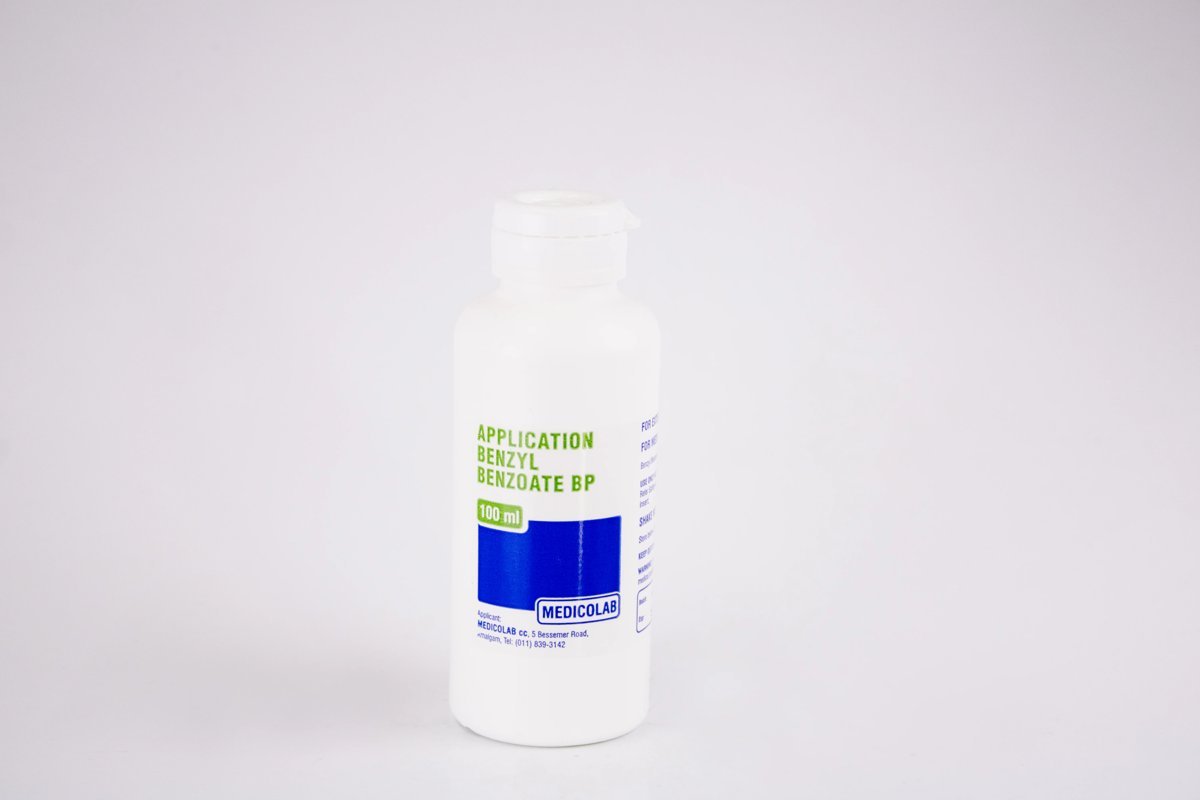 MEDICOLAB - Application Benzyl Benzoate BP 100ml, product pack