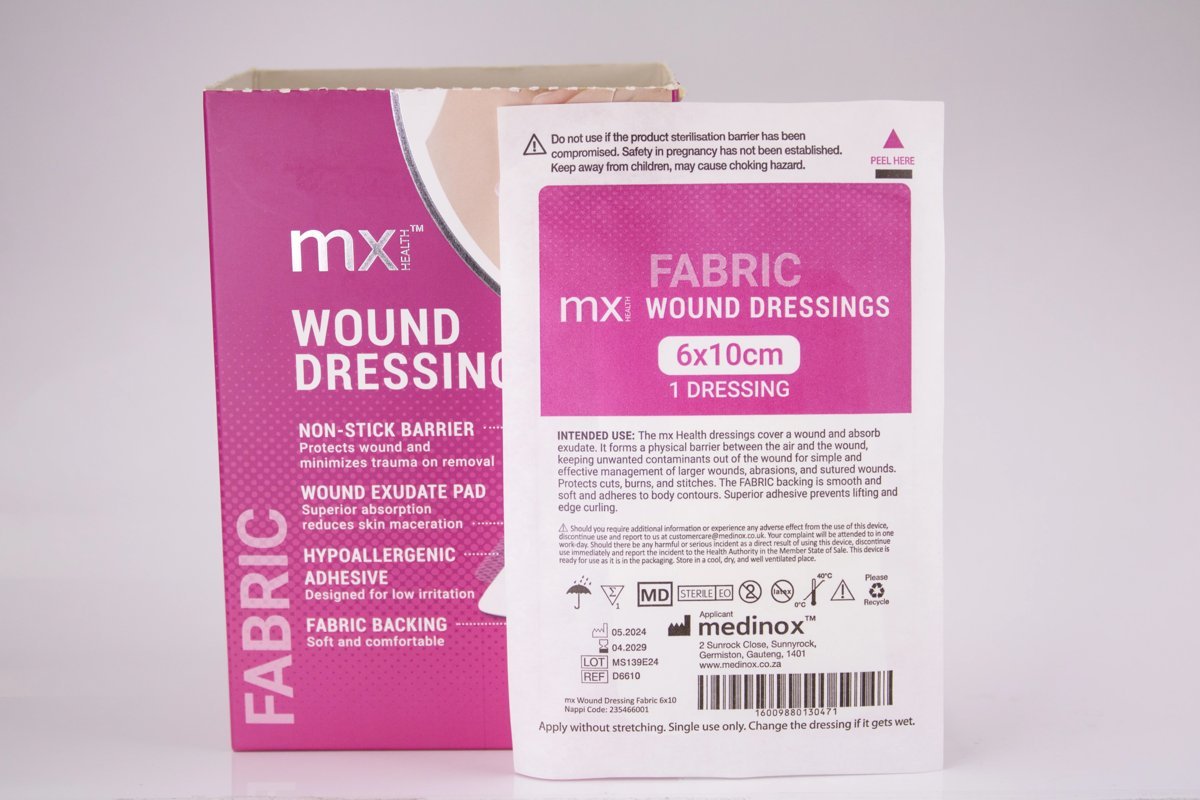 mx Health - Fabric Wound Dressing 6x10cm, product pack
