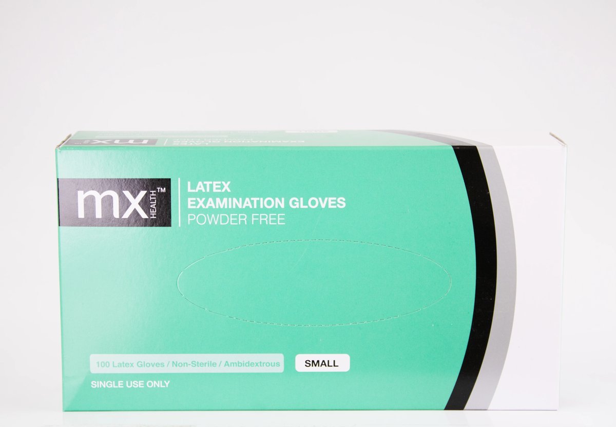 mx Health - Latex Examination Gloves Powder Free Small 100 pcs, product pack