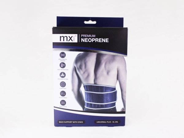 mx Health - Premium Neoprene Back Support with Stays Universal Plus XL-3XL, product pack