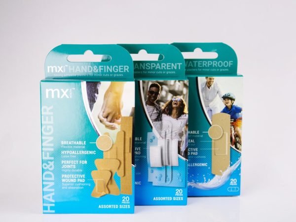 mx health - Transparent Plasters Assorted Sizes 20psc, product pack