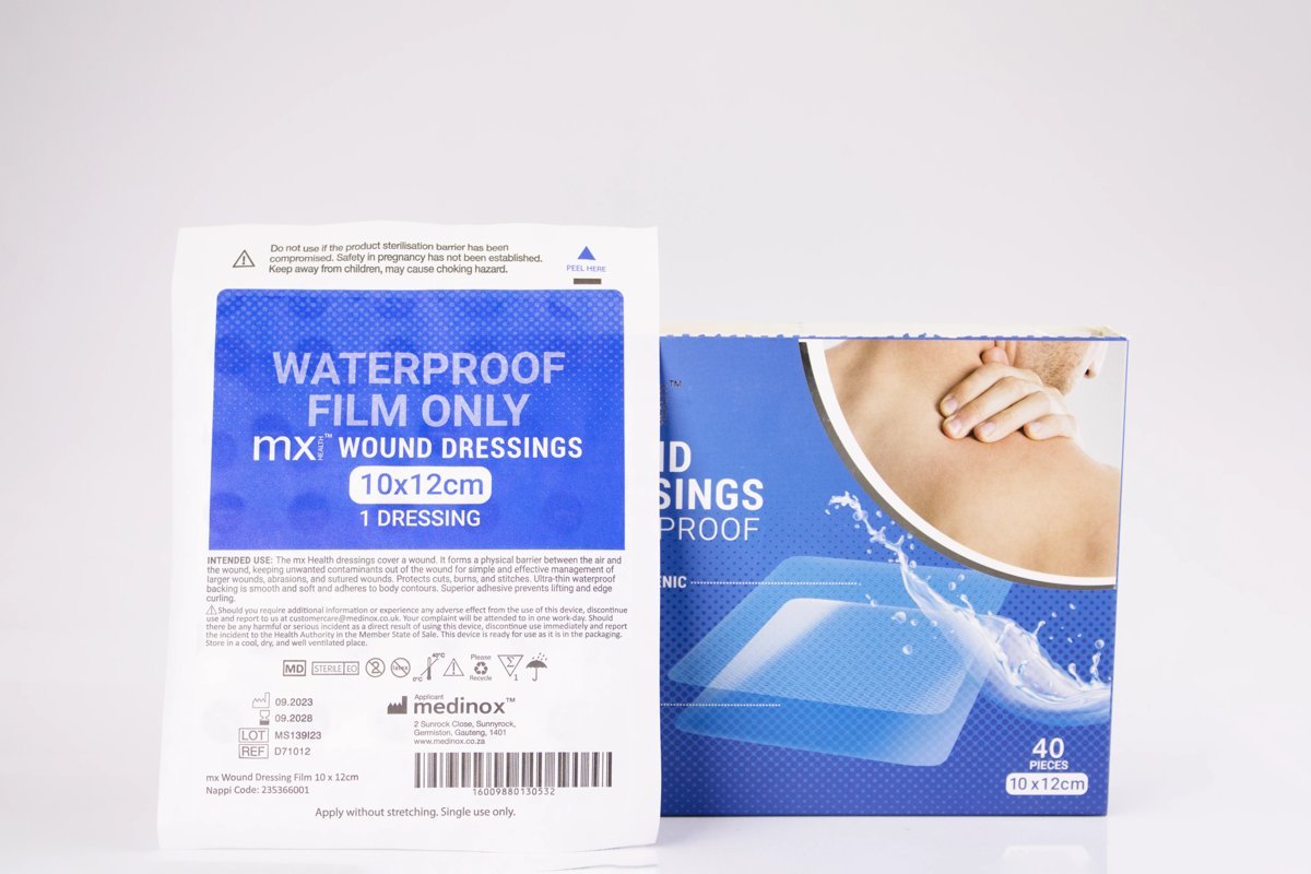 mx Health - Waterproof Wound Dressing Film Only 10x12cm, product pack