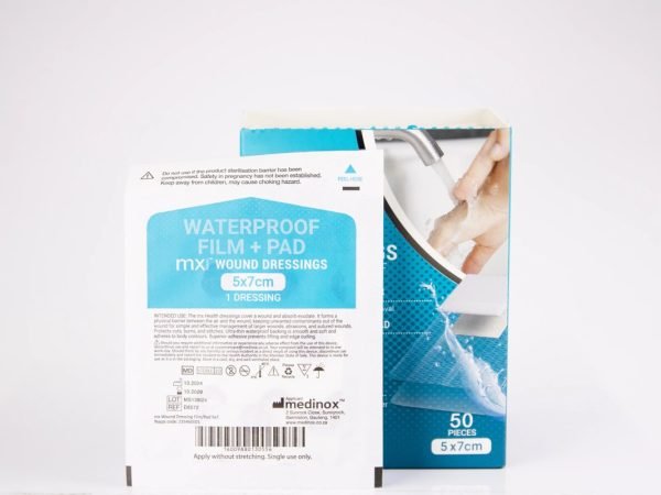mx Health - Waterproof Wound Dressing Film + Pad 5x7cm, product pack