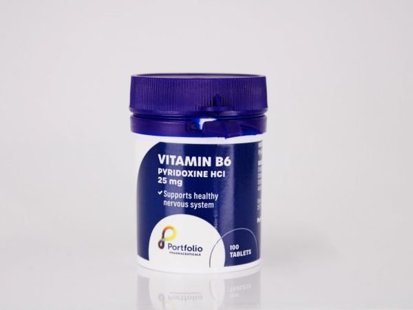 Portfolio pharmaceutical - Vitamin B6 Pyridoxine HCl 25 mg 100 tablets, product pack