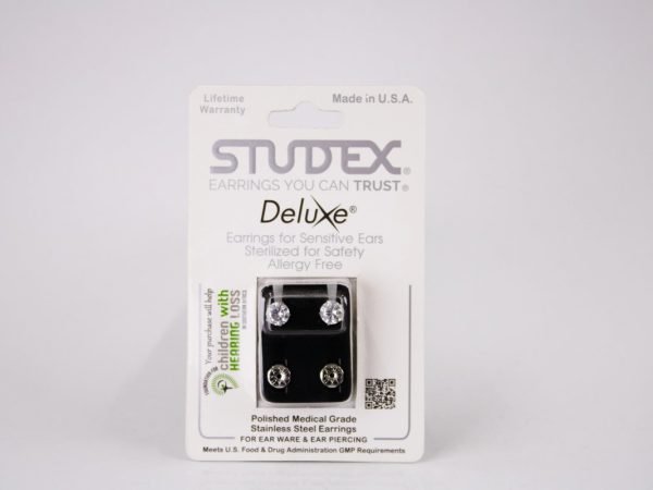 Studex Deluxe - Earrings for Sensitive Ears Polished Stainless Steel, product pack
