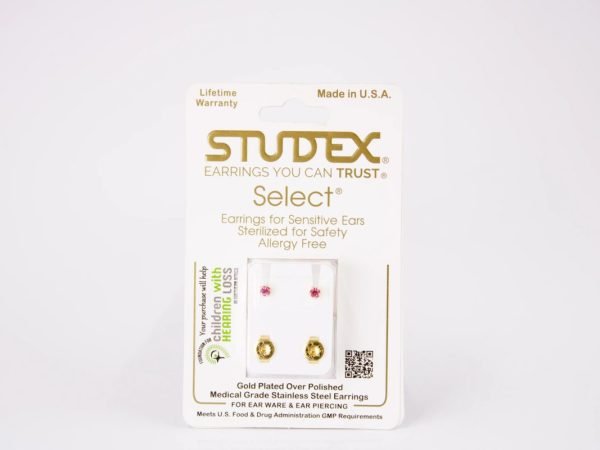 Studex Select - Earrings for Sensitive Ears Gold Plated Pink, product pack
