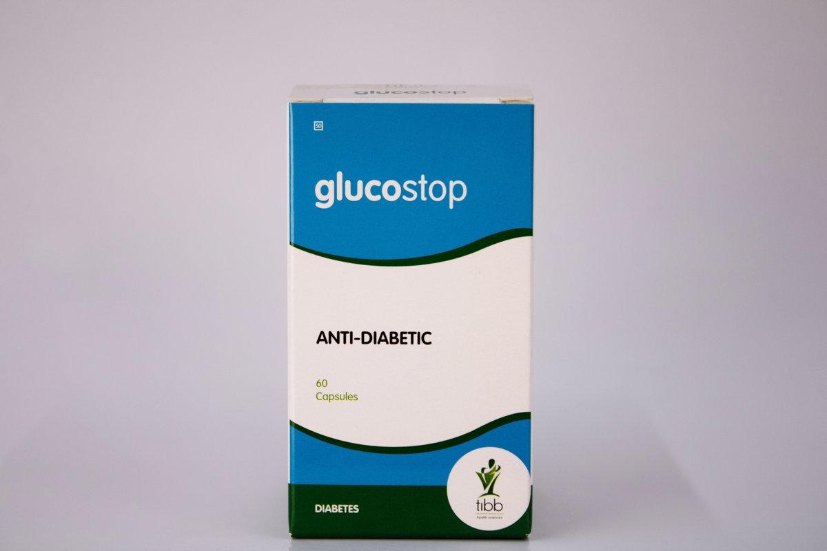 tibb health sciences - glucostop Anti-diabetic 60 capsules, product pack