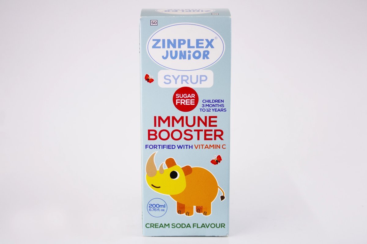 ZINPLEX Junior - Syrup Immune Booster Cream Soda Flavour Sugar Free 200ml, product pack